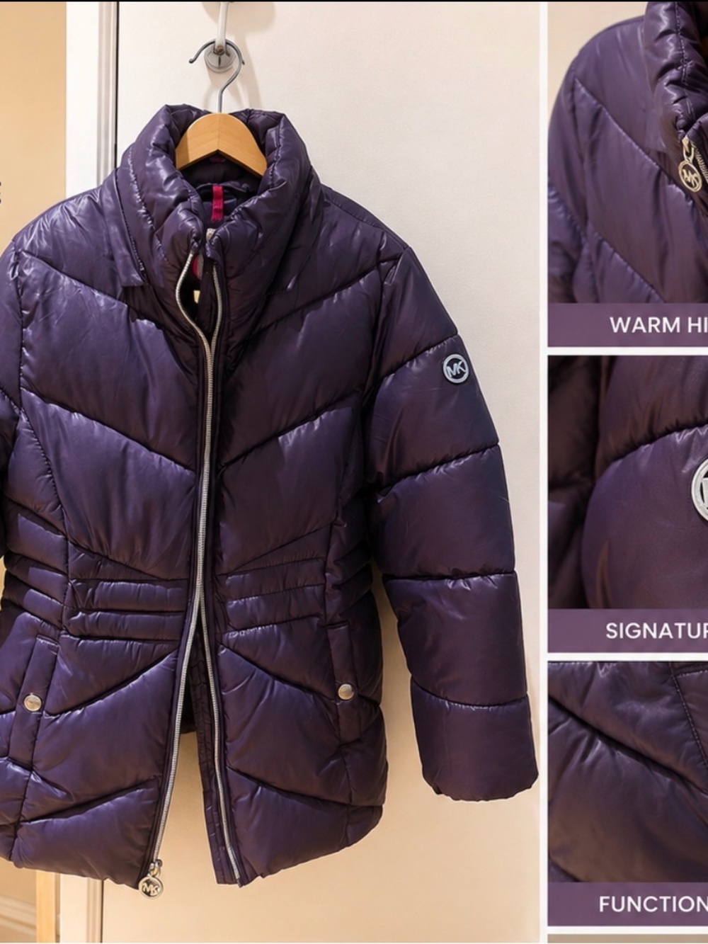 MICHAEL Michael Kors Girls' Purple Quilted Puffer Jacket